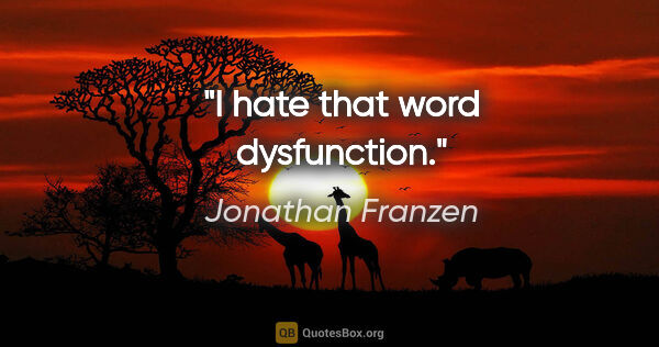 Jonathan Franzen quote: "I hate that word dysfunction."