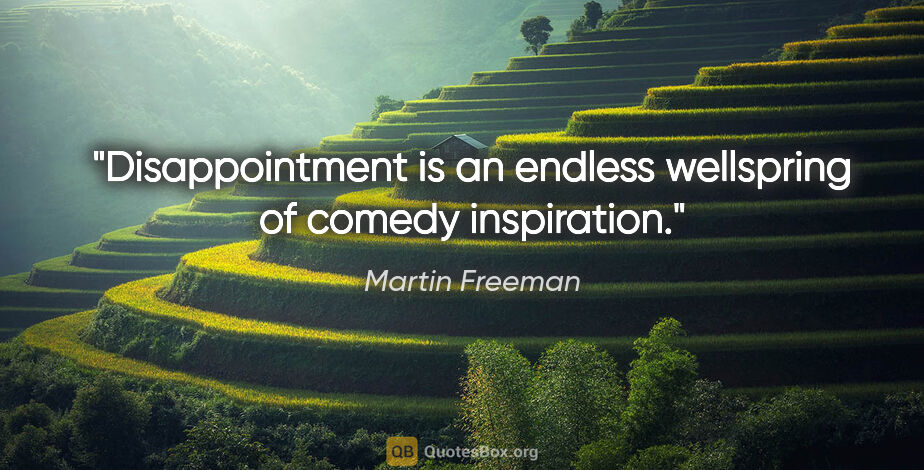 Martin Freeman quote: "Disappointment is an endless wellspring of comedy inspiration."