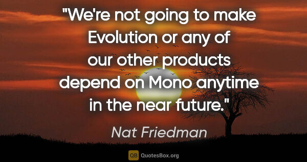Nat Friedman quote: "We're not going to make Evolution or any of our other products..."