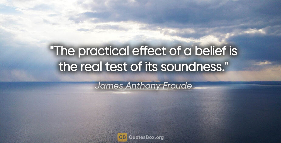 James Anthony Froude quote: "The practical effect of a belief is the real test of its..."