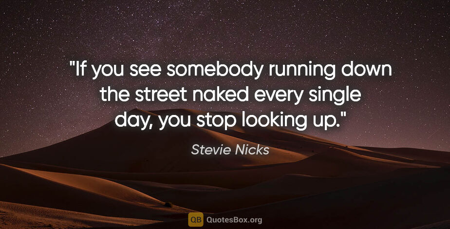 Stevie Nicks quote: "If you see somebody running down the street naked every single..."