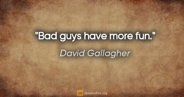 David Gallagher quote: "Bad guys have more fun."