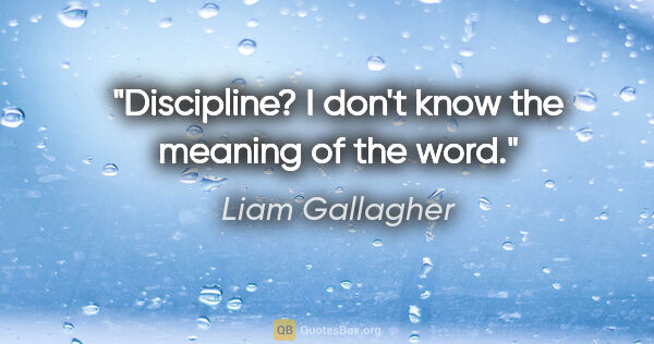 Liam Gallagher quote: "Discipline? I don't know the meaning of the word."