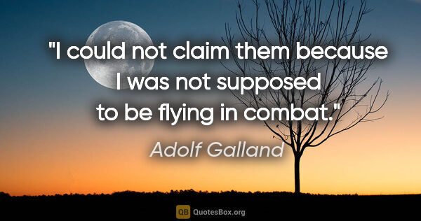 Adolf Galland quote: "I could not claim them because I was not supposed to be flying..."