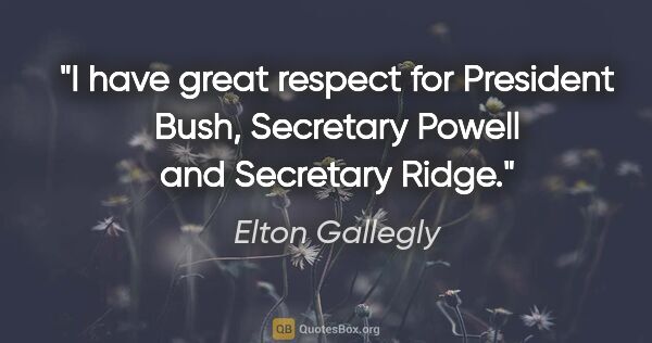 Elton Gallegly quote: "I have great respect for President Bush, Secretary Powell and..."