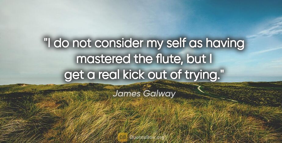 James Galway quote: "I do not consider my self as having mastered the flute, but I..."