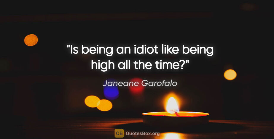 Janeane Garofalo quote: "Is being an idiot like being high all the time?"