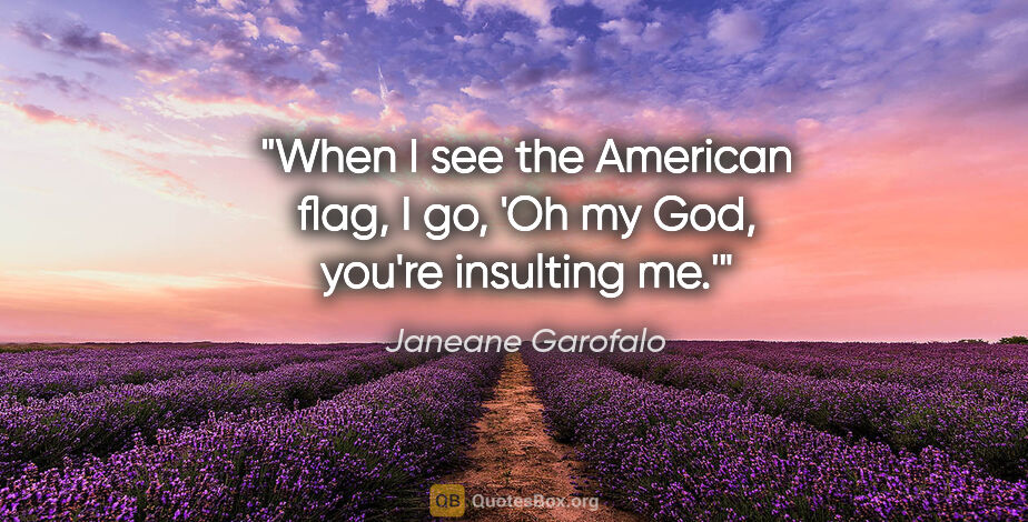 Janeane Garofalo quote: "When I see the American flag, I go, 'Oh my God, you're..."