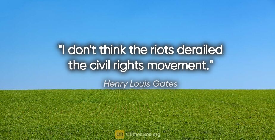 Henry Louis Gates quote: "I don't think the riots derailed the civil rights movement."