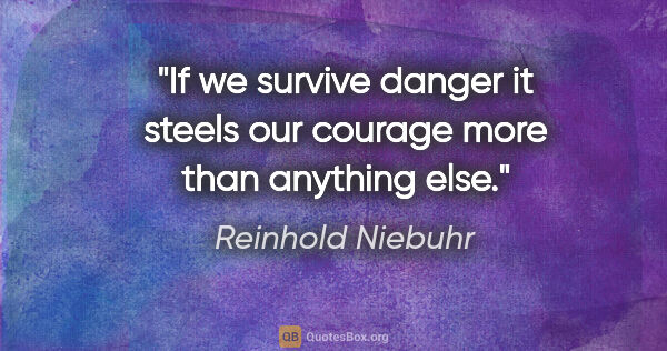 Reinhold Niebuhr quote: "If we survive danger it steels our courage more than anything..."