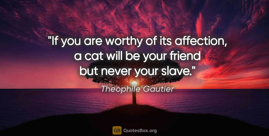 Theophile Gautier quote: "If you are worthy of its affection, a cat will be your friend..."