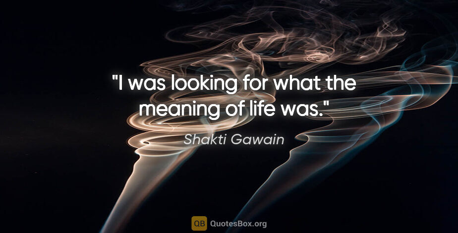 Shakti Gawain quote: "I was looking for what the meaning of life was."