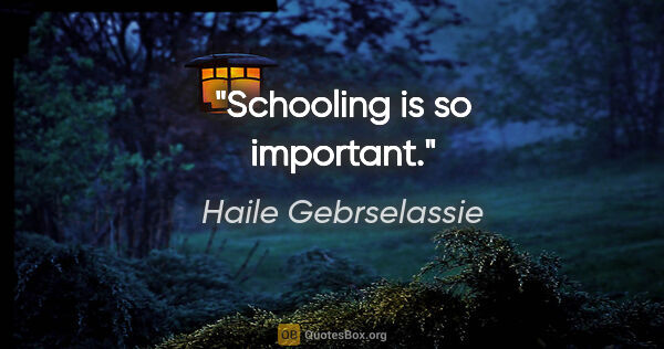 Haile Gebrselassie quote: "Schooling is so important."