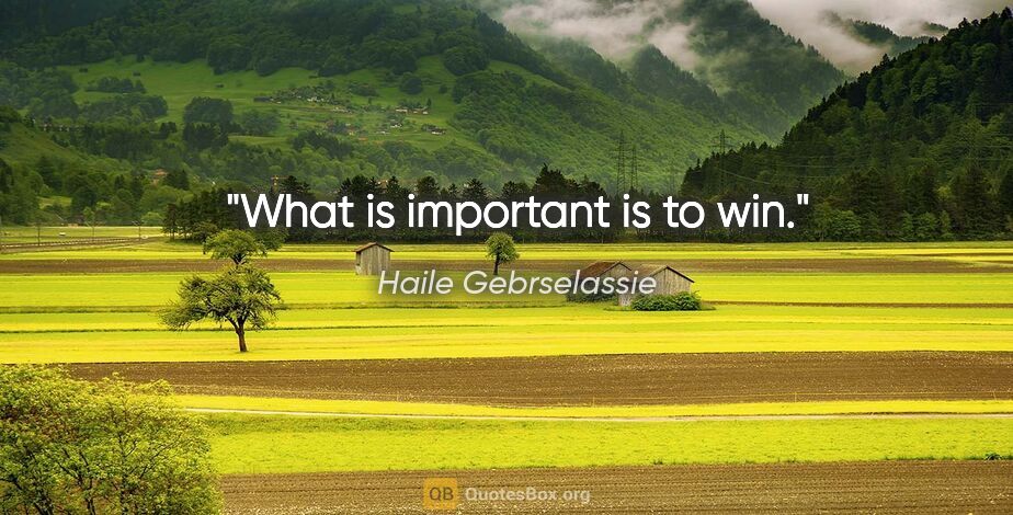 Haile Gebrselassie quote: "What is important is to win."