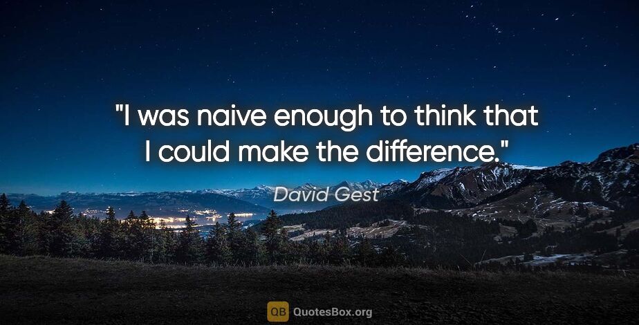 David Gest quote: "I was naive enough to think that I could make the difference."