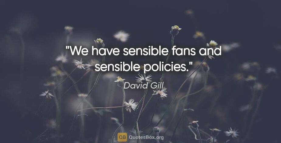 David Gill quote: "We have sensible fans and sensible policies."