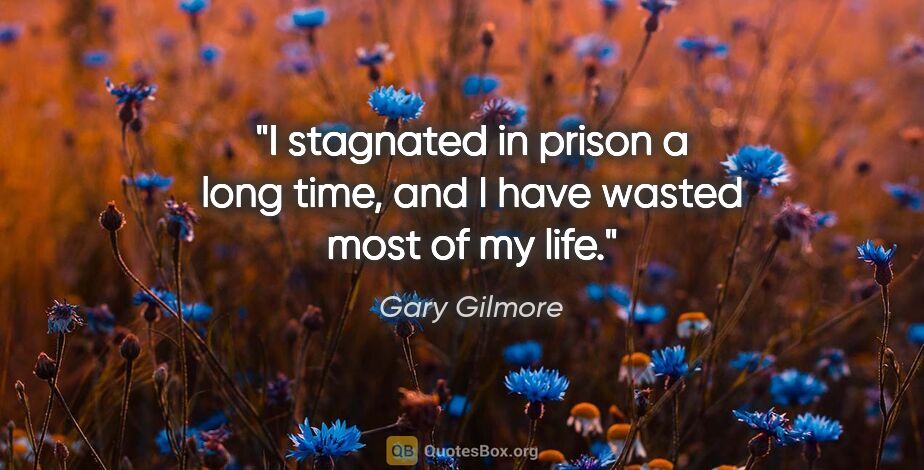 Gary Gilmore quote: "I stagnated in prison a long time, and I have wasted most of..."