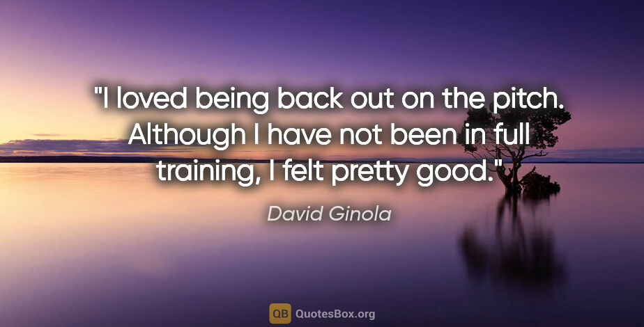 David Ginola quote: "I loved being back out on the pitch. Although I have not been..."