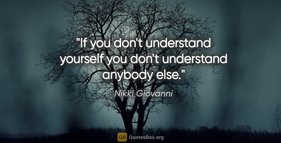 Nikki Giovanni quote: "If you don't understand yourself you don't understand anybody..."