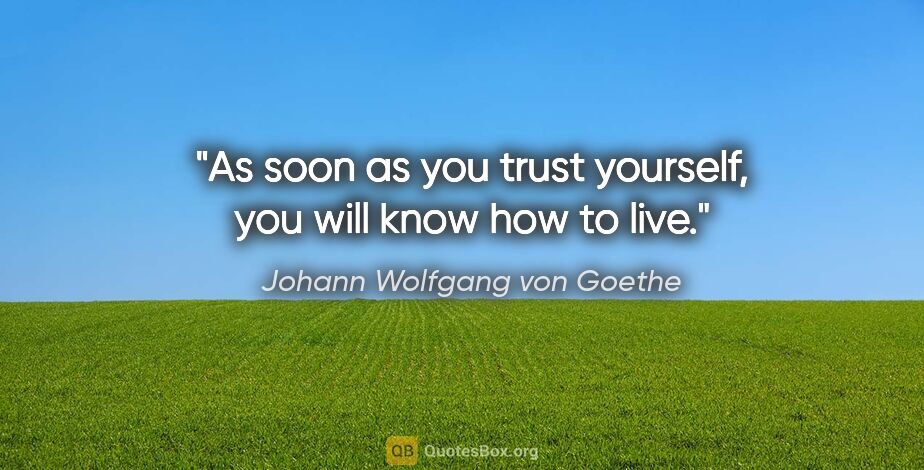 Johann Wolfgang von Goethe quote: "As soon as you trust yourself, you will know how to live."