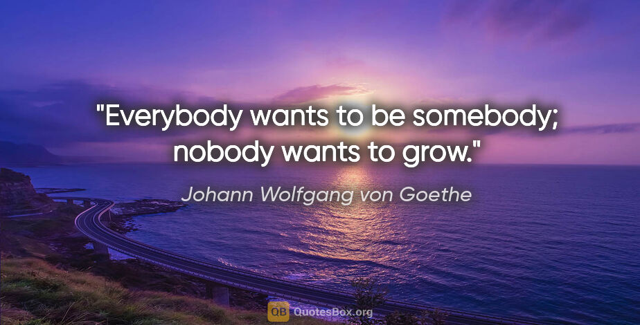 Johann Wolfgang von Goethe quote: "Everybody wants to be somebody; nobody wants to grow."