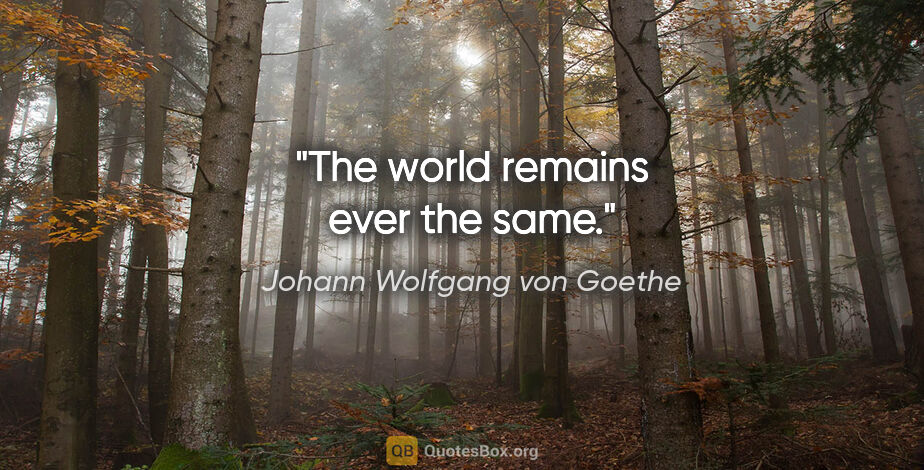 Johann Wolfgang von Goethe quote: "The world remains ever the same."