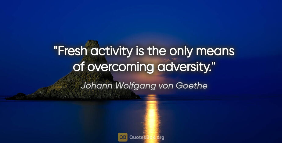 Johann Wolfgang von Goethe quote: "Fresh activity is the only means of overcoming adversity."