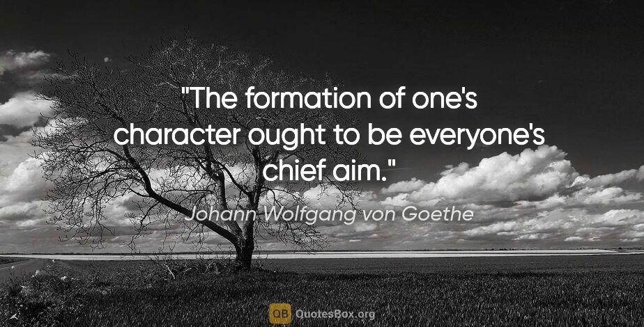 Johann Wolfgang von Goethe quote: "The formation of one's character ought to be everyone's chief..."