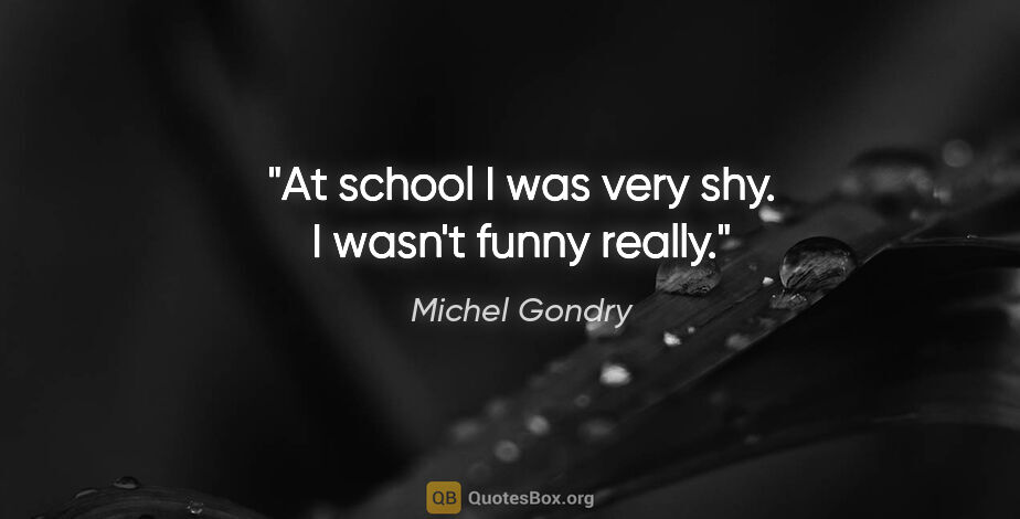 Michel Gondry quote: "At school I was very shy. I wasn't funny really."