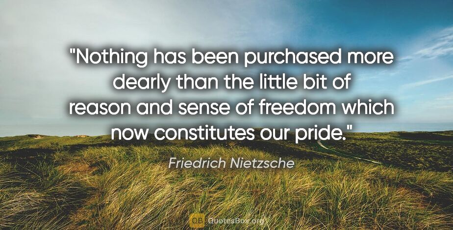 Friedrich Nietzsche quote: "Nothing has been purchased more dearly than the little bit of..."