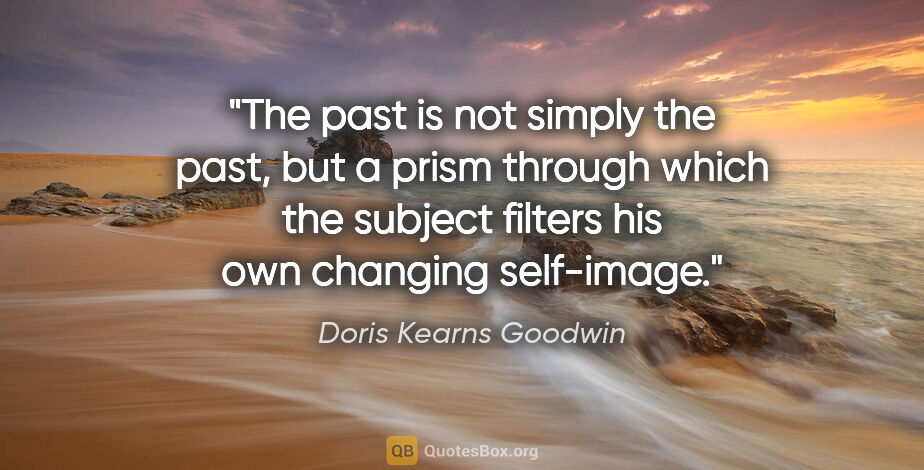 Doris Kearns Goodwin quote: "The past is not simply the past, but a prism through which the..."