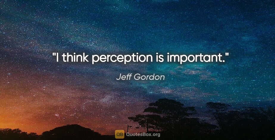 Jeff Gordon quote: "I think perception is important."