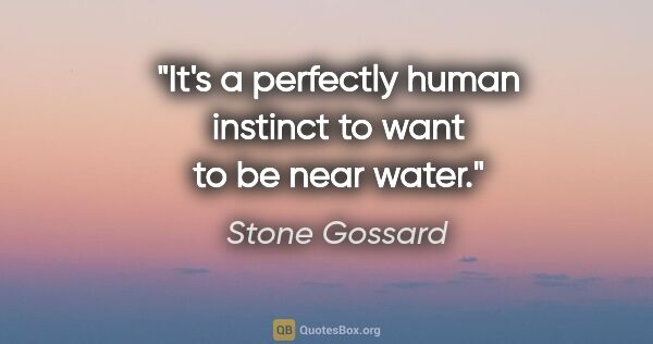 Stone Gossard quote: "It's a perfectly human instinct to want to be near water."
