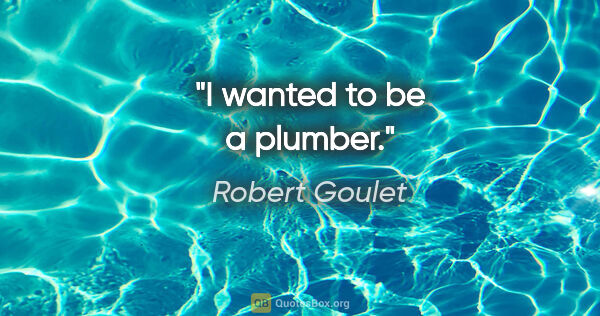 Robert Goulet quote: "I wanted to be a plumber."