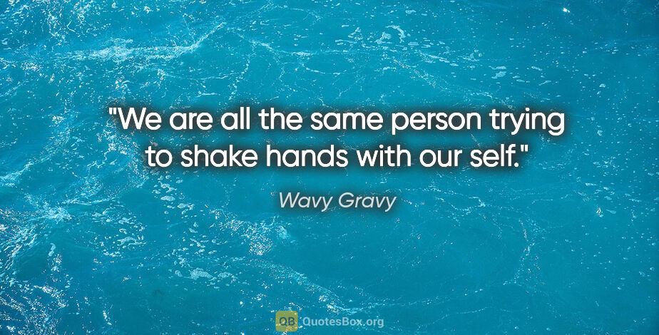 Wavy Gravy quote: "We are all the same person trying to shake hands with our self."