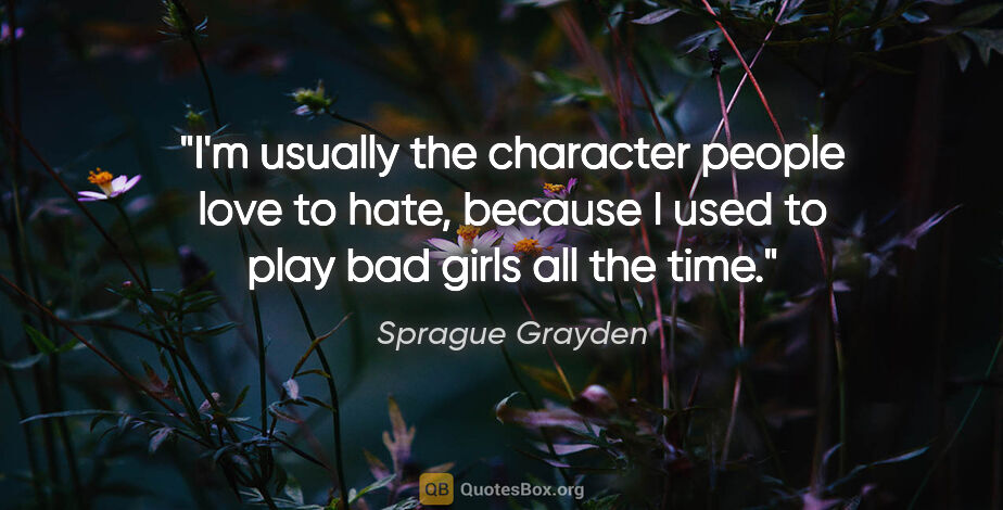Sprague Grayden quote: "I'm usually the character people love to hate, because I used..."