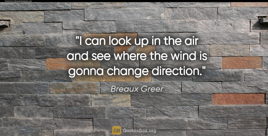 Breaux Greer quote: "I can look up in the air and see where the wind is gonna..."