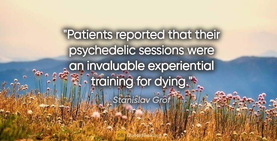 Stanislav Grof quote: "Patients reported that their psychedelic sessions were an..."