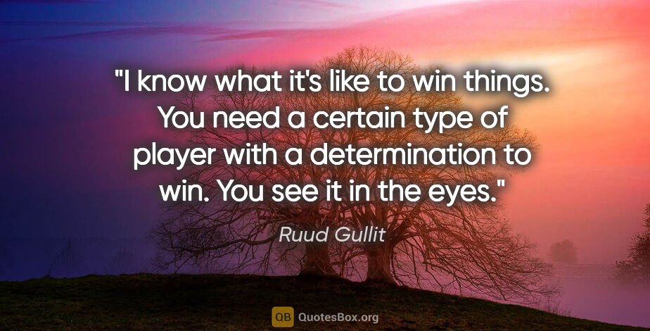 Ruud Gullit quote: "I know what it's like to win things. You need a certain type..."