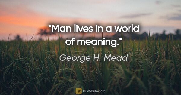 George H. Mead quote: "Man lives in a world of meaning."