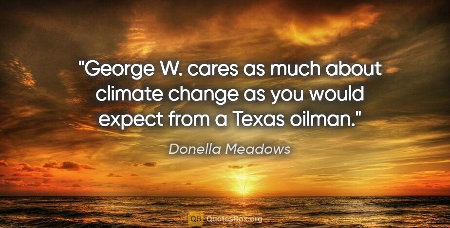Donella Meadows quote: "George W. cares as much about climate change as you would..."
