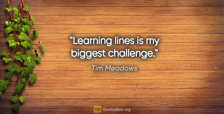 Tim Meadows quote: "Learning lines is my biggest challenge."