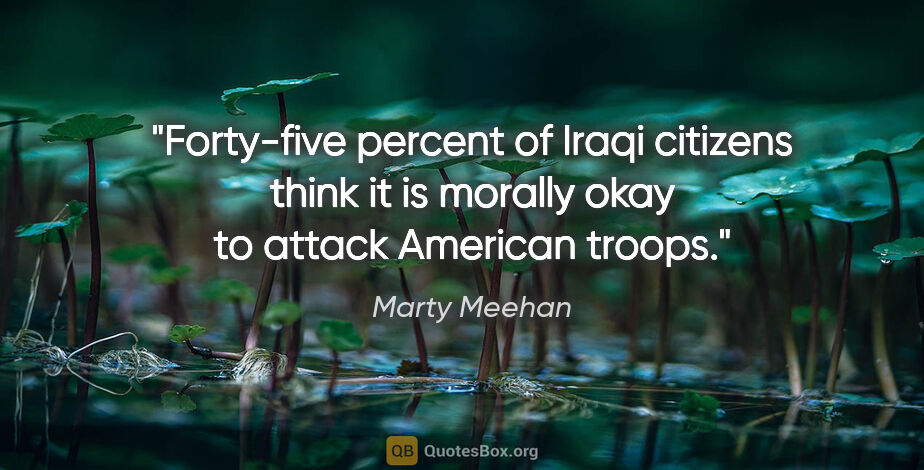 Marty Meehan quote: "Forty-five percent of Iraqi citizens think it is morally okay..."