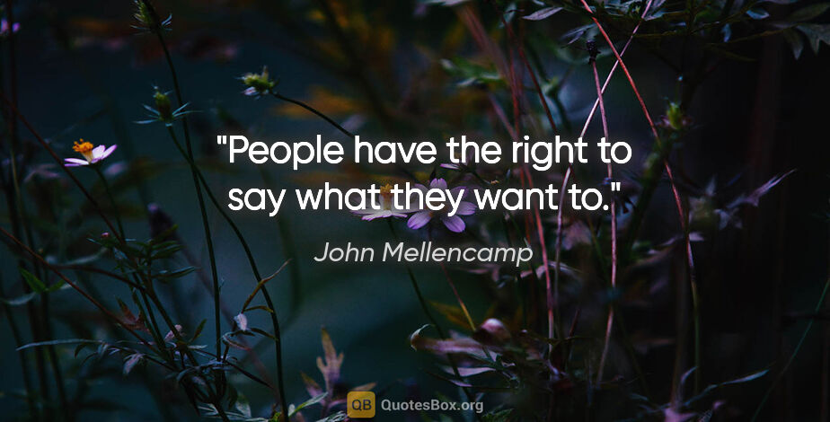 John Mellencamp quote: "People have the right to say what they want to."