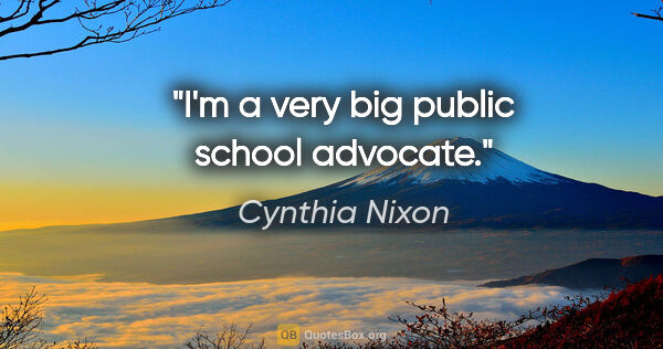 Cynthia Nixon quote: "I'm a very big public school advocate."