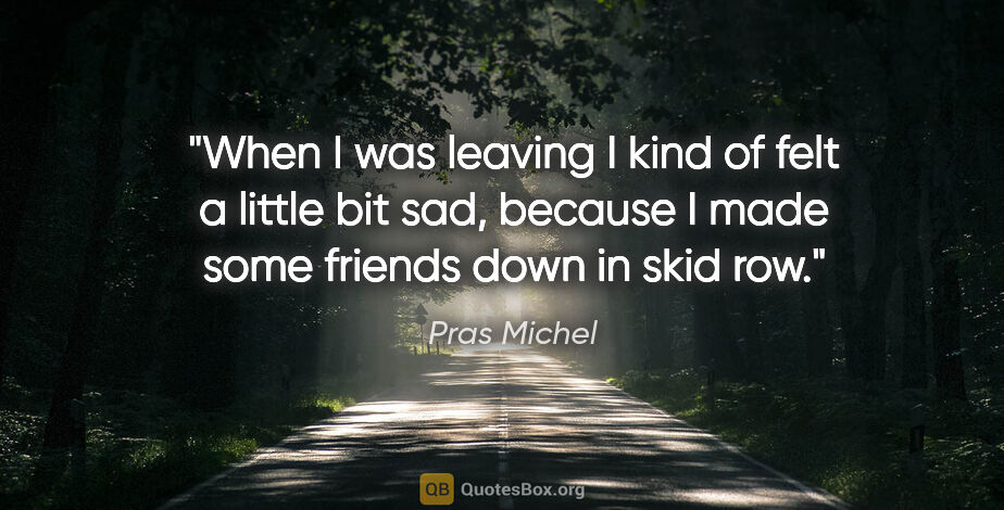 Pras Michel quote: "When I was leaving I kind of felt a little bit sad, because I..."