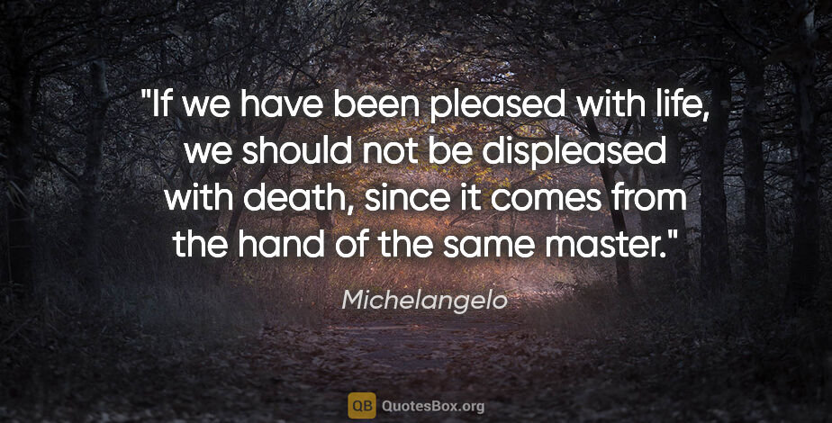 Michelangelo quote: "If we have been pleased with life, we should not be displeased..."