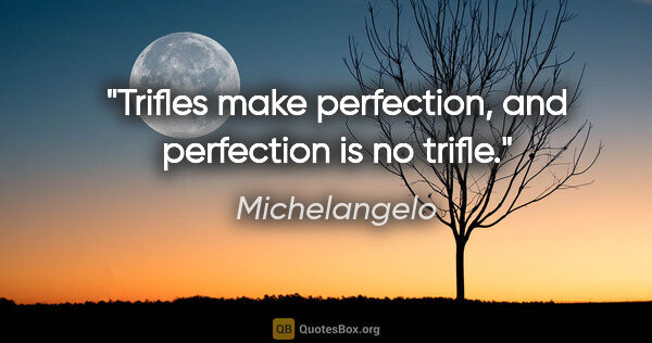 Michelangelo quote: "Trifles make perfection, and perfection is no trifle."