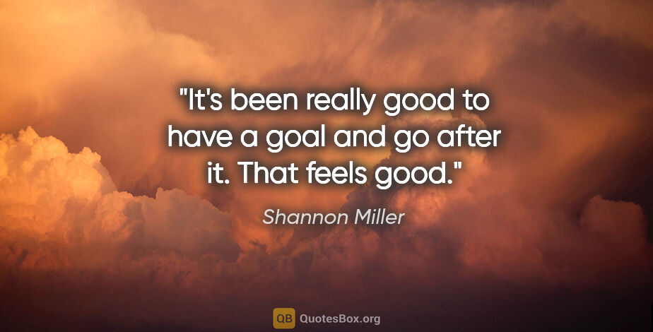Shannon Miller quote: "It's been really good to have a goal and go after it. That..."