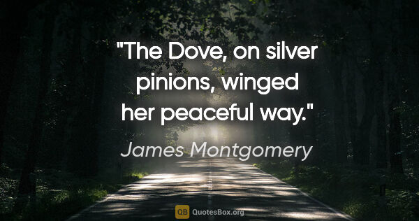 James Montgomery quote: "The Dove, on silver pinions, winged her peaceful way."
